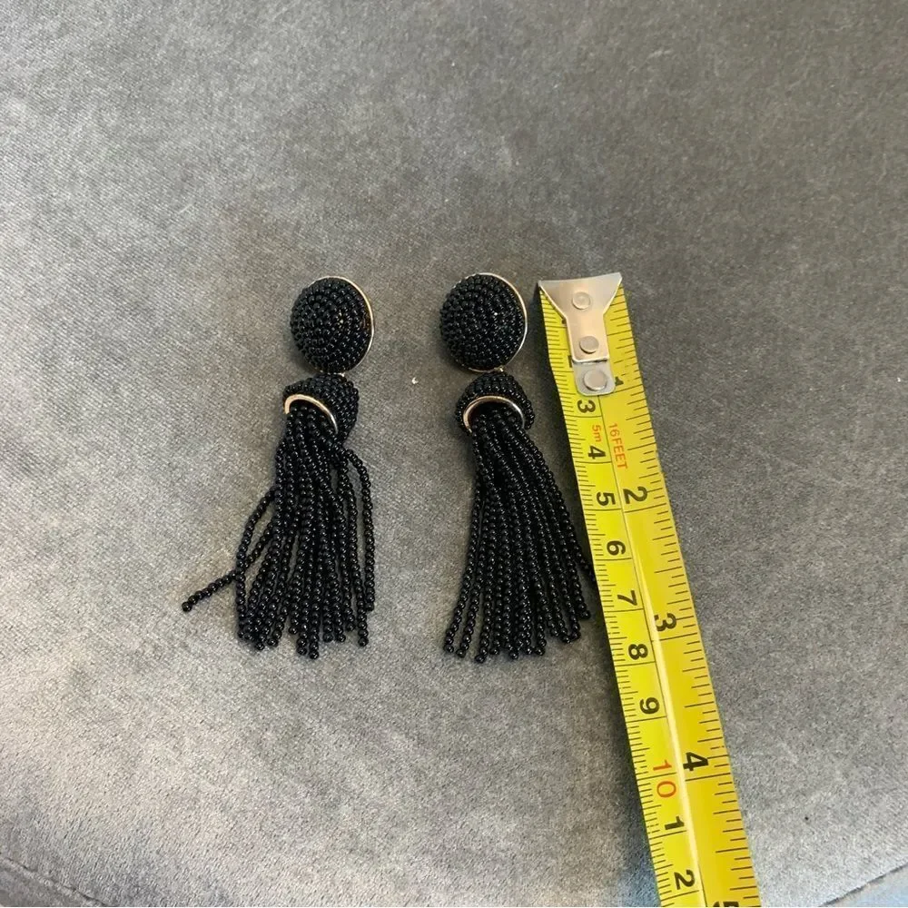 Baublebar Black Beaded Tassel dangling Statement Earrings